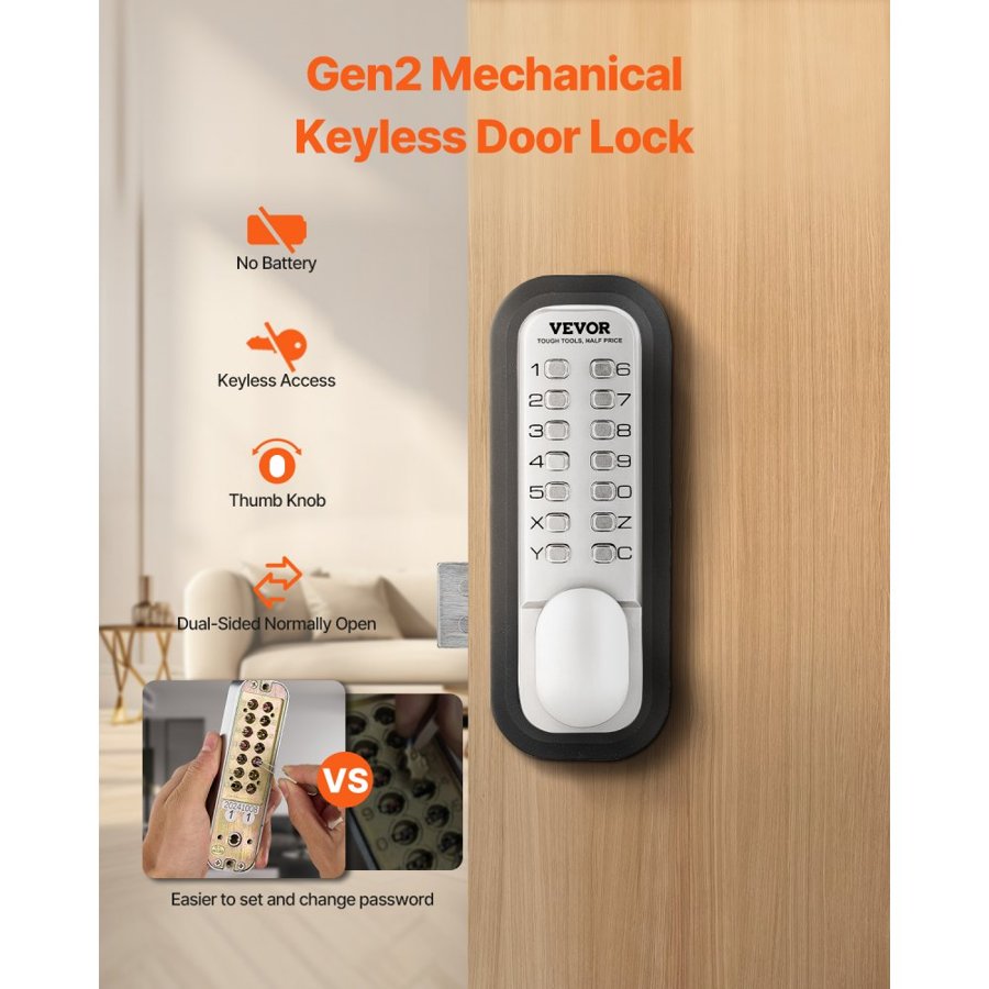 VEVOR Mechanical Door Lock Keypad – 14 Key, 1.4 to 2.5 Inch