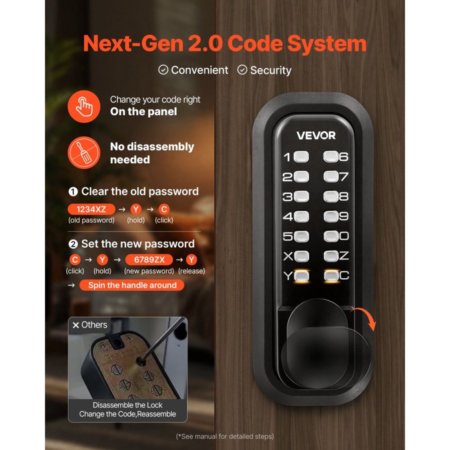 VEVOR Mechanical Combination Door Lock – 4-7 Digits Codes