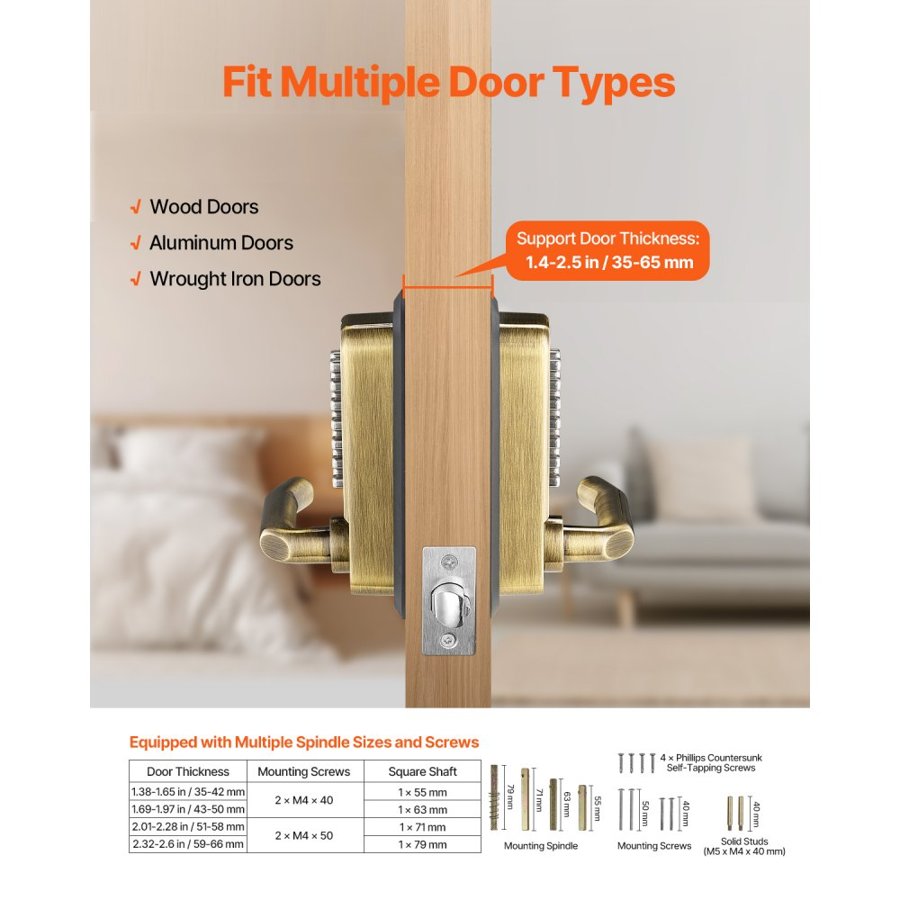 VEVOR Mechanical Keyless Entry Door Lock – 14-Key Pad