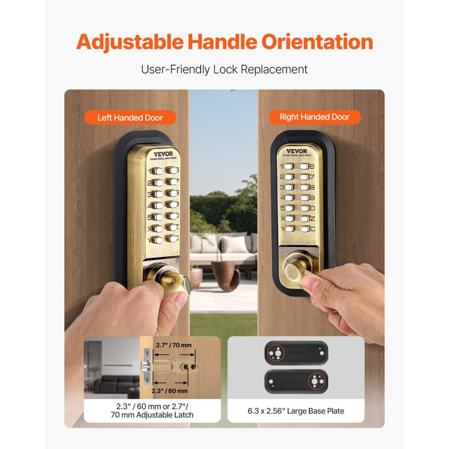 VEVOR Mechanical Keyless Entry Door Lock – 14-Key Pad