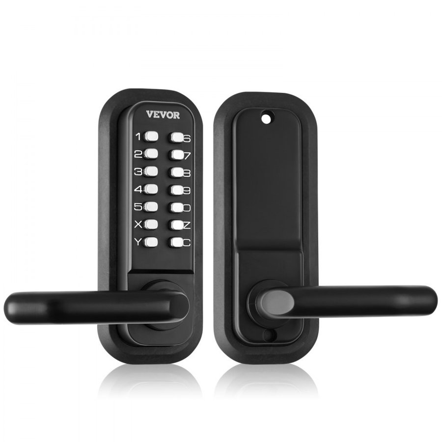 VEVOR Mechanical Keyless Entry Door Lock, 14 Digit Keypad, Embedded Outdoor Gate Door Locks Set with Keypad and Handle, Water-proof Zinc Alloy, Easy to Install, for Garden, Garage, Storage Shed, Yard