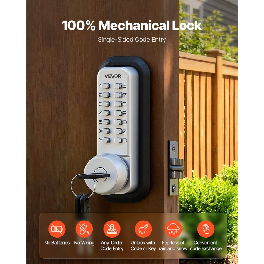 VEVOR Mechanical Push Button Door Lock – 1.4 to 2.5 Inches