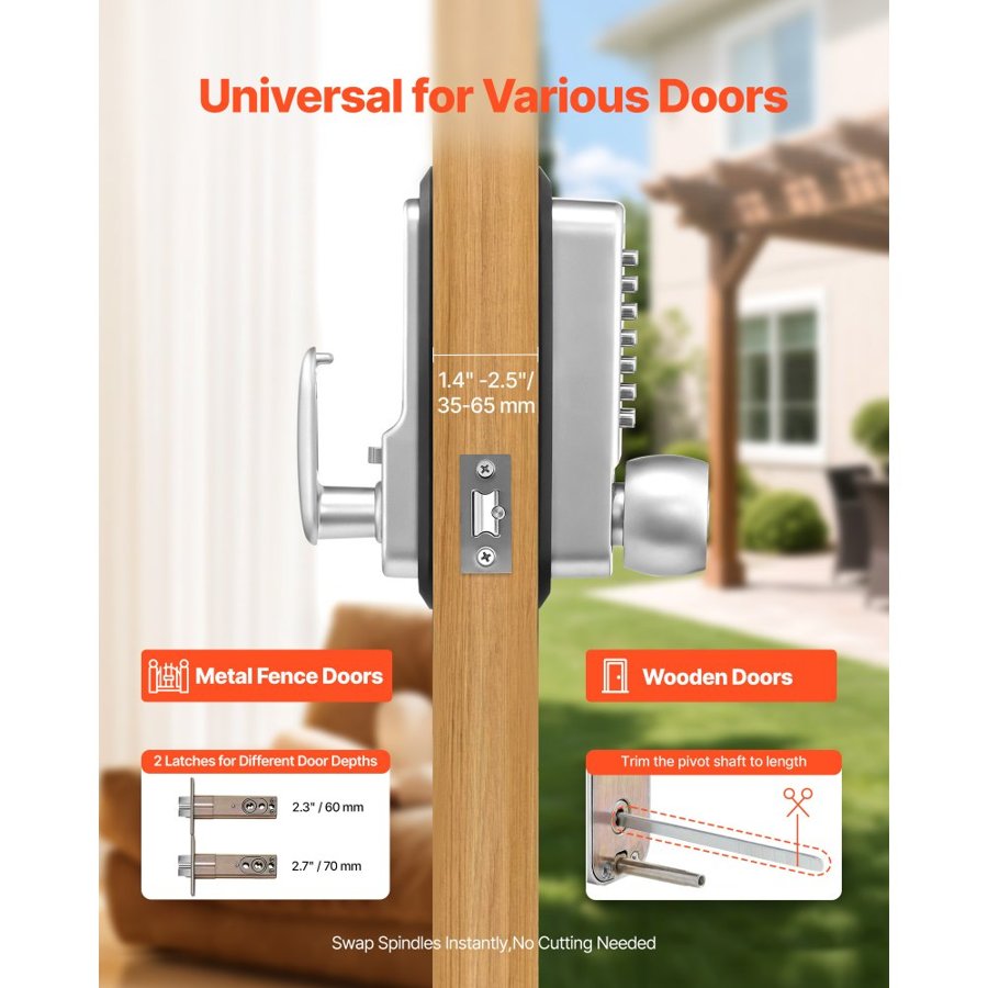 VEVOR Mechanical Push Button Door Lock – 1.4 to 2.5 Inches