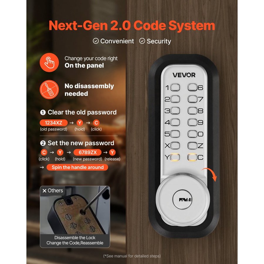 VEVOR Mechanical Push Button Door Lock – 1.4 to 2.5 Inches