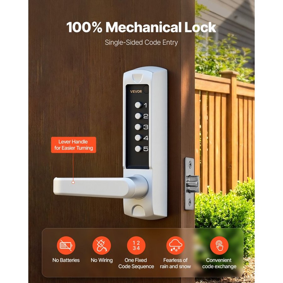 VEVOR Mechanical Keyless Entry Door Lock – 5-Digit Code