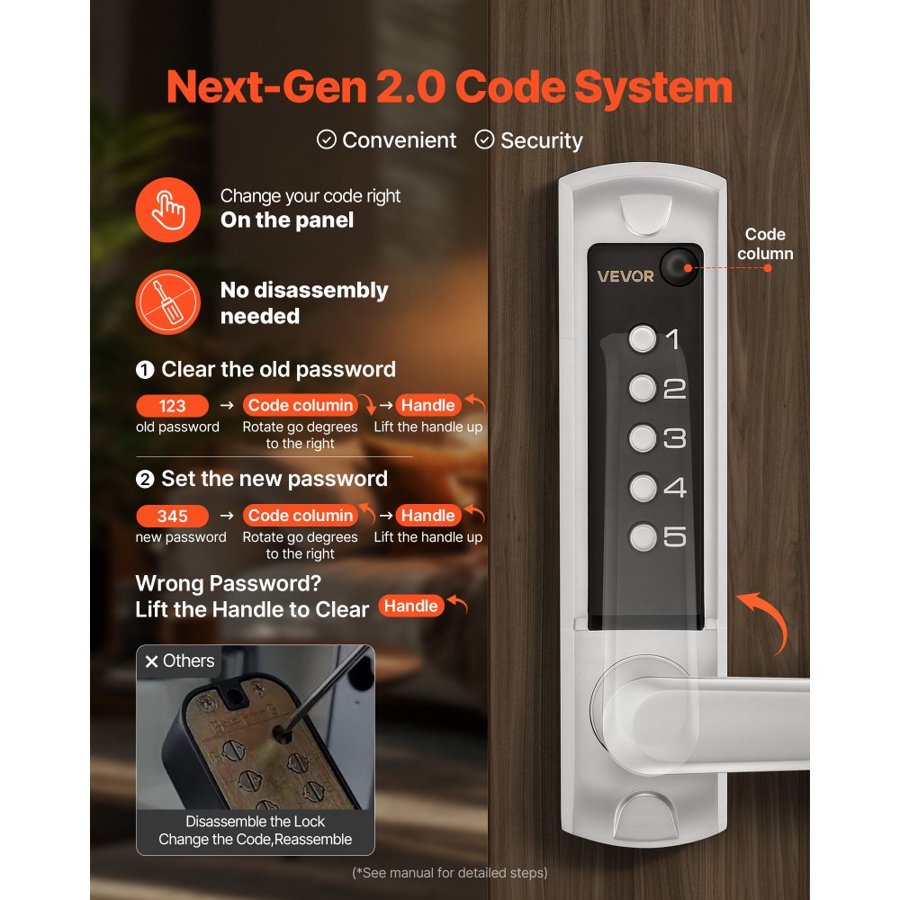 VEVOR Mechanical Keyless Entry Door Lock – 5-Digit Code