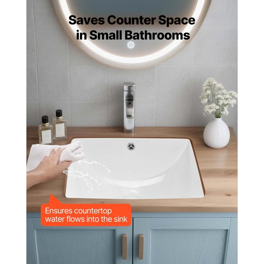 VEVOR White Vessel Bowl Sink – 18.11 x 12.99 x 7.28 in.