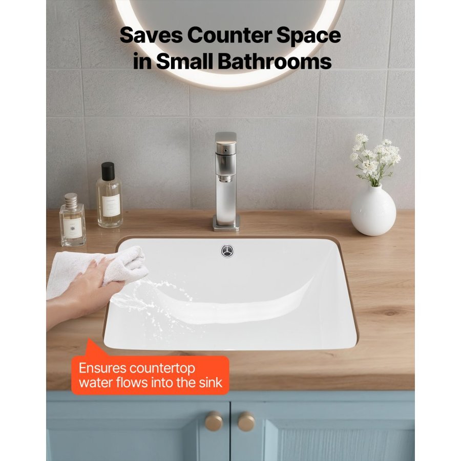 VEVOR Undermount Rectangular Bathroom Sink –  1-3/4 Inch