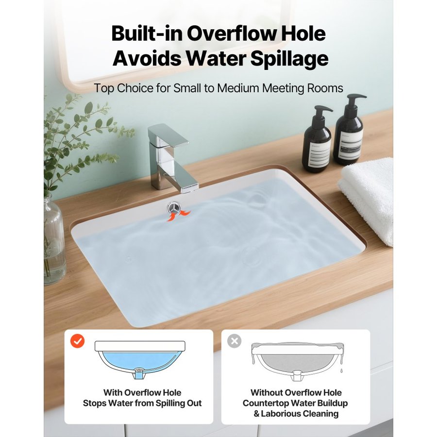 VEVOR Undermount Rectangular Bathroom Sink –  1-3/4 Inch
