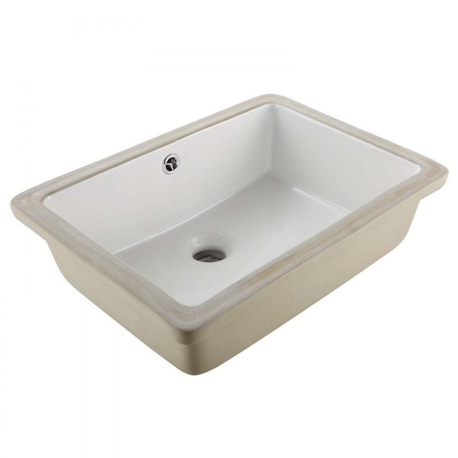 VEVOR White Undermount Bathroom Sink – 18.5" x 13.19", 1.75"