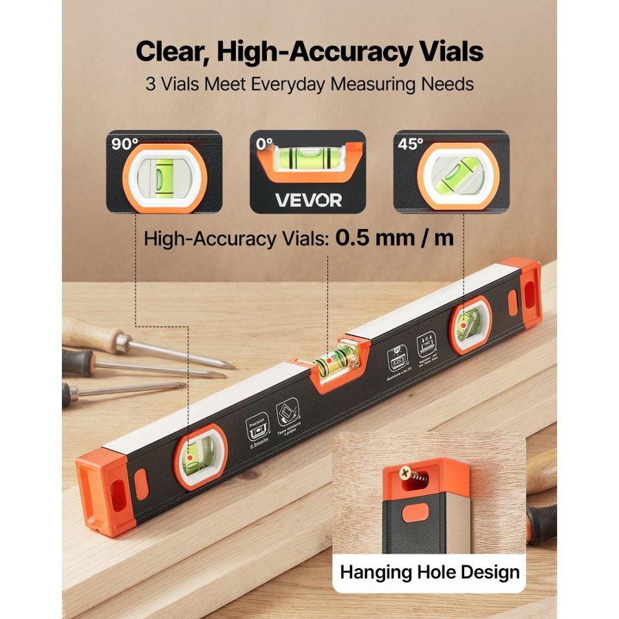 VEVOR Magnetic Level Set – 3 Pc, 225/400/600 mm