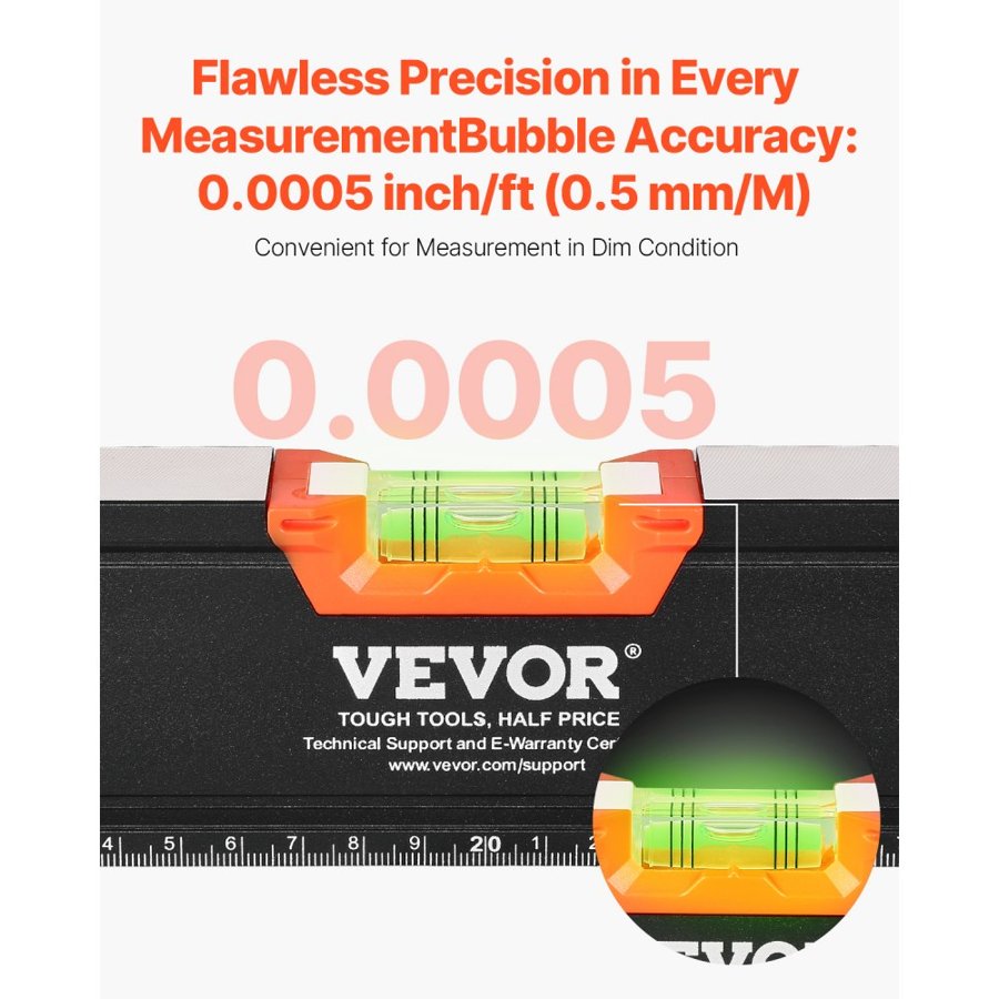 VEVOR Illuminated Torpedo Level – 48/24/16/10 Inch Set