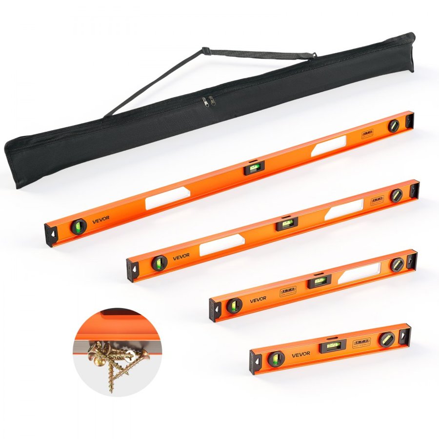 VEVOR Leveling Tool Set – 4 Pcs, Magnetic I-Beam, 3 Vials