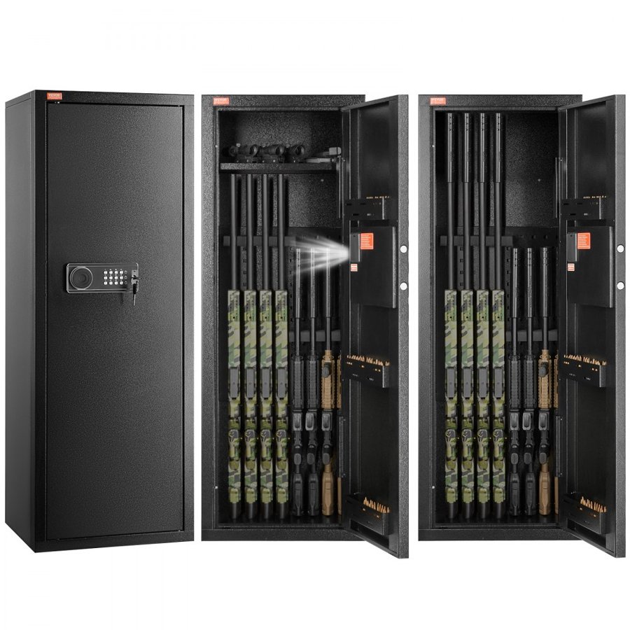 VEVOR 6-8 Rifles Gun Safe, Rifle Safe with Lock & Digital Keypad, Quick Access Tall Gun Storage Cabinet with Removable Shelf, Rifle Cabinet for Home Rifle and Shotguns (Assembly Required)