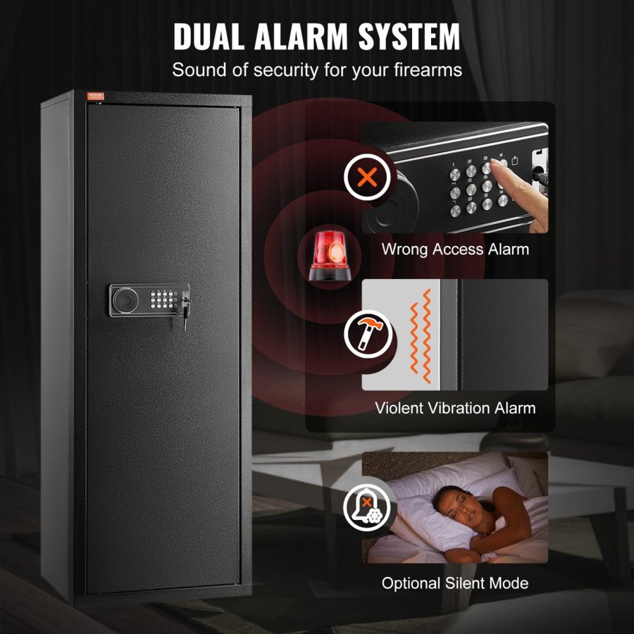 VEVOR 6-8 Rifles Gun Safe, Rifle Safe with Lock & Digital Keypad, Quick Access Tall Gun Storage Cabinet with Removable Shelf, Rifle Cabinet for Home Rifle and Shotguns (Assembly Required)