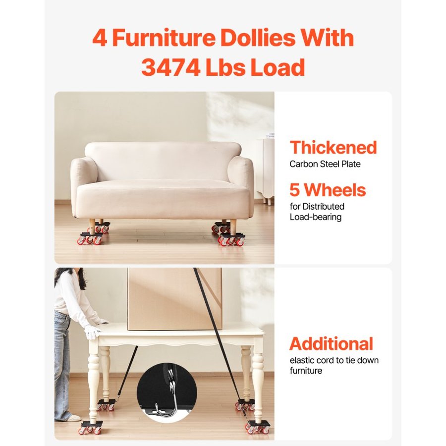 VEVOR Furniture Moving Kit With Slider And Lifter – 3474 Lbs