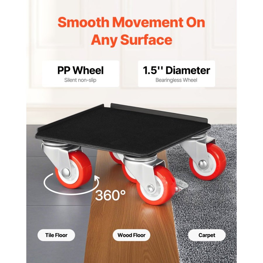 VEVOR Furniture Slide Movers – 1200 lbs, 5 Swivel Wheels
