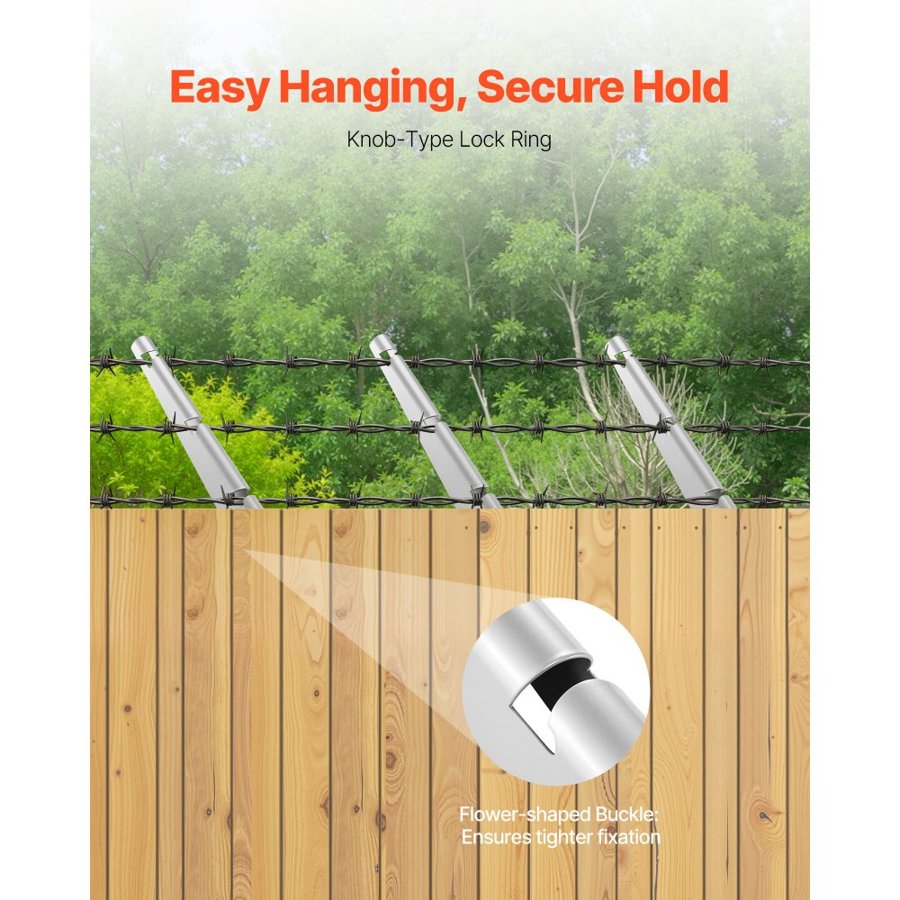 VEVOR Barbed Wire Arm, 10 Packs 310 mm Fence Post Extender, Flat or Surface Mounted, Galvanized Steel Fence Height Extender, Protect Privacy and Prevent Pets Jumping Off, for Outdoor Wood Concrete Fences