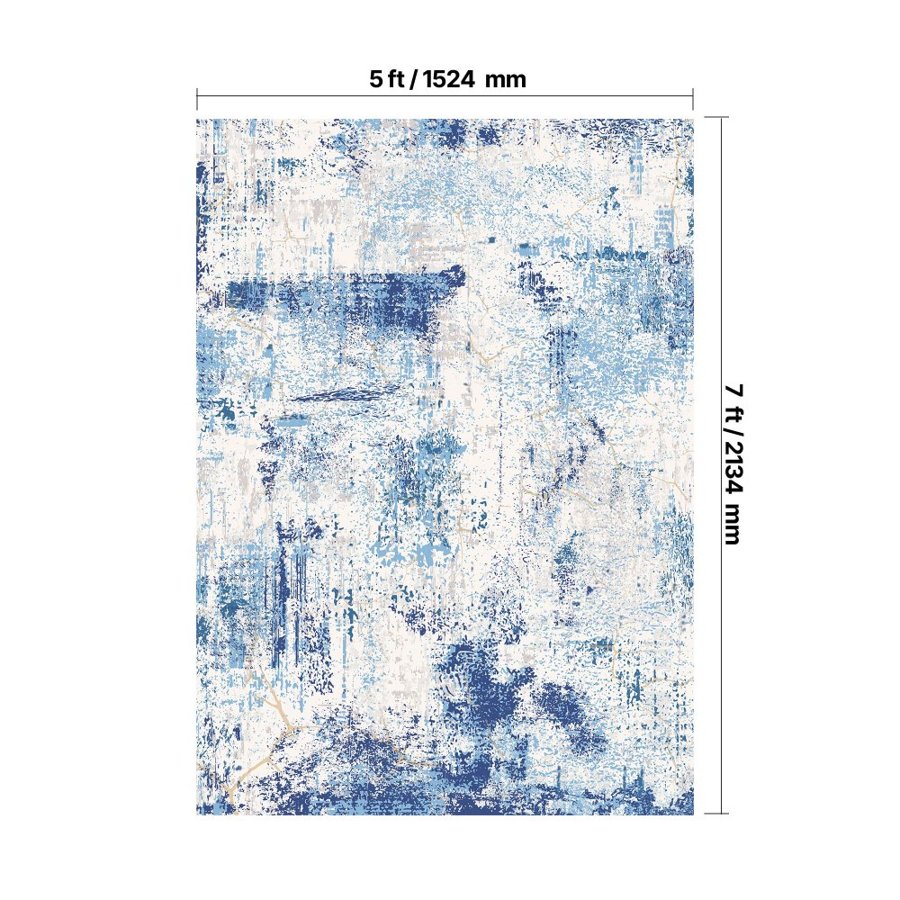 VEVOR Area Rug, 5 x 7 ft Large Washable Rug, Non-Slip and Tear-Resistant Soft Carpet, Pet & Child Friendly Modern Area Rugs, Indoor Mat for Bedroom, Office, Living Room, Kids Room, Entryway, Blue