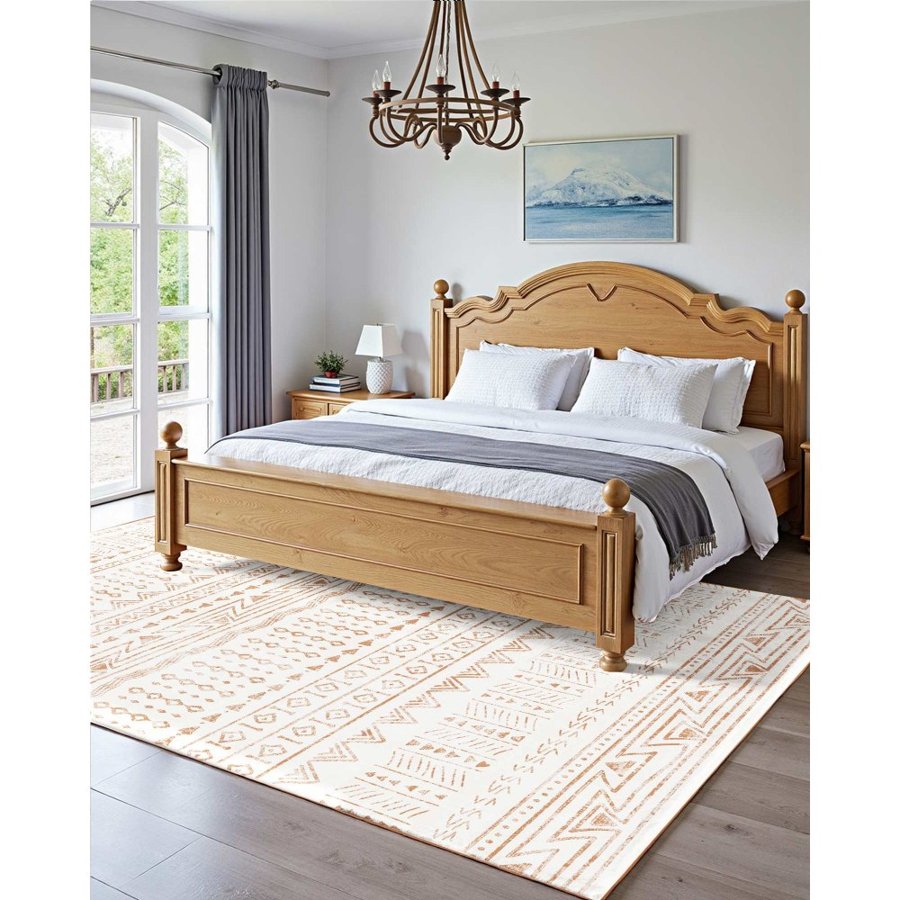 VEVOR Area Rug, 5 x 7 ft Large Washable Rug, Non-Slip and Tear-Resistant Soft Carpet, Pet & Child Friendly Modern Area Rugs, Indoor Mat for Bedroom, Office, Living Room, Kids Room, Entryway, Beige