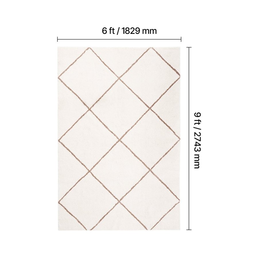VEVOR Indoor Plush Area Rugs, 1.83 x 2.74 m Plush Carpet, Area Rugs Furry with Long Plushs Pile, Thick & Durable High-Pile Rug for High-Traffic Areas, Bedroom, Non-Shedding & Non-Slip Backing, Beige