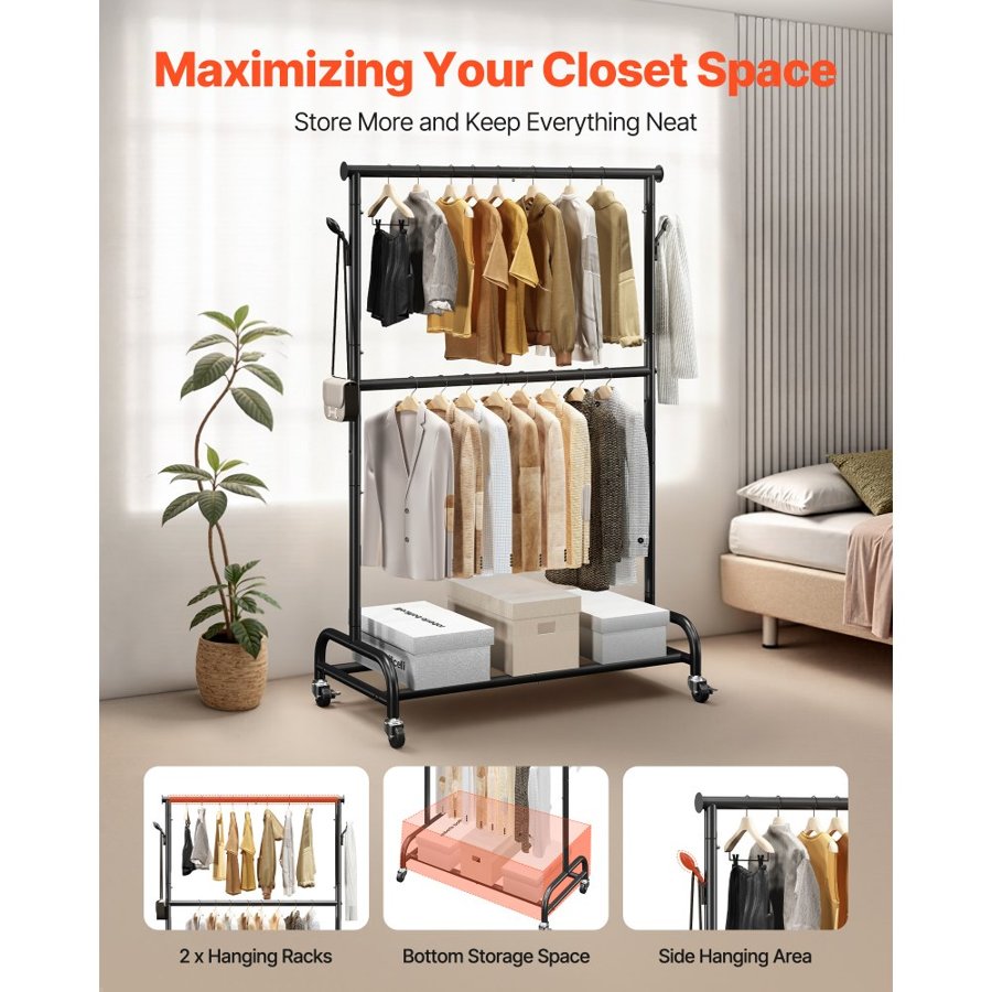 VEVOR Clothing Garment Rack – 150 LBS, 106.5 cm, 360°