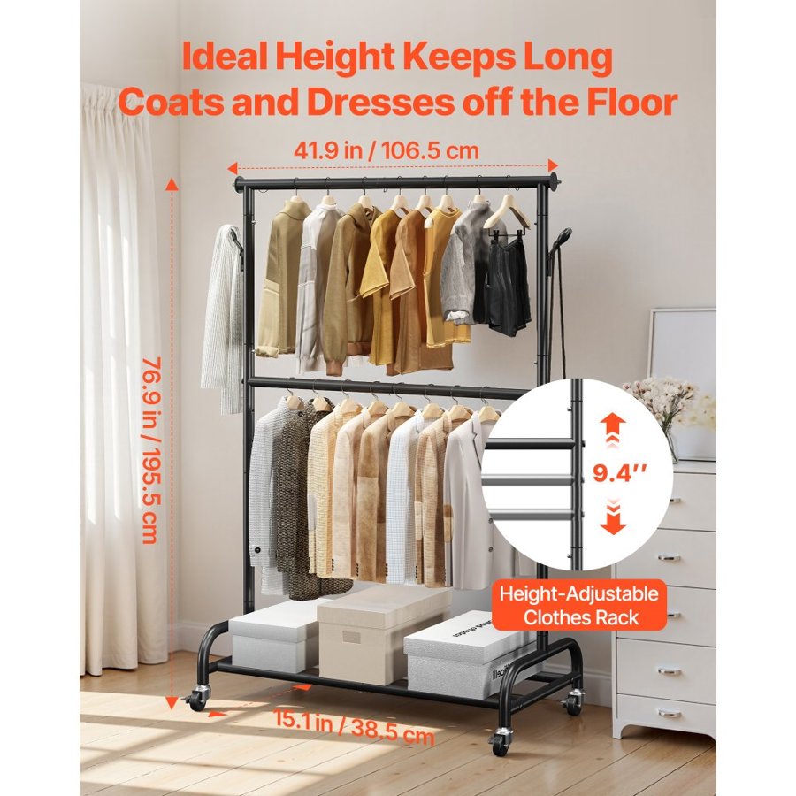 VEVOR Clothing Garment Rack – 150 LBS, 106.5 cm, 360°