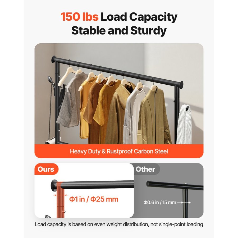 VEVOR Clothing Garment Rack – 150 LBS, 106.5 cm, 360°
