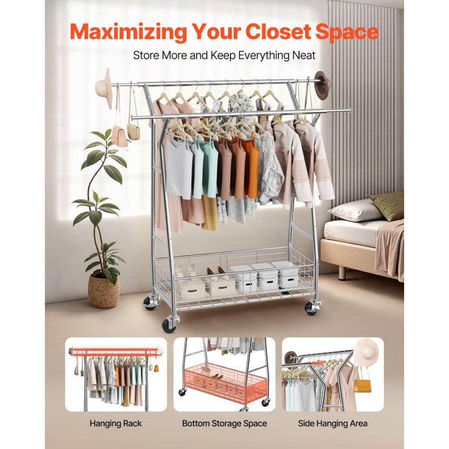 VEVOR Garment Clothing Rack – 330 LBS, 42.1 to 65.3 Inch