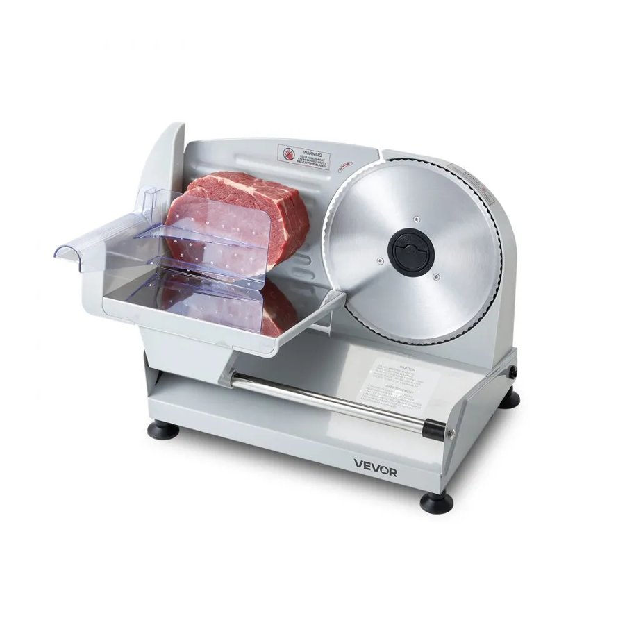 VEVOR Meat Slicer, Electric Deli Slicer with 190mm SUS420 Blade & 0-15mm Adjustable Thickness, 200W Home Food-Slicer for Frozen Meat, Ham, Baguett, Steak