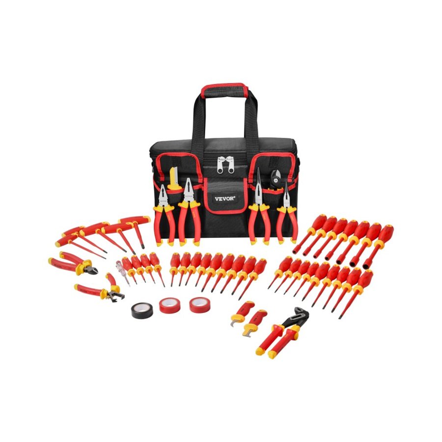 VEVOR Insulated Driver Set – 50-Piece, 1000V, 16 Inch Bag