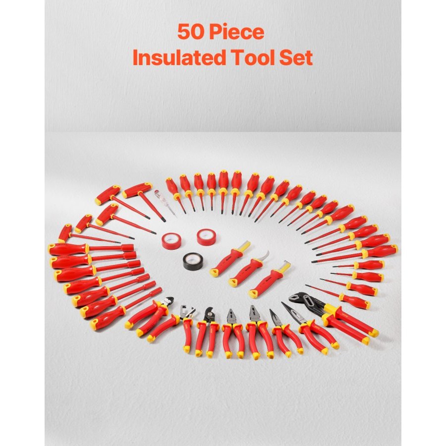 VEVOR Insulated Driver Set – 50-Piece, 1000V, 16 Inch Bag