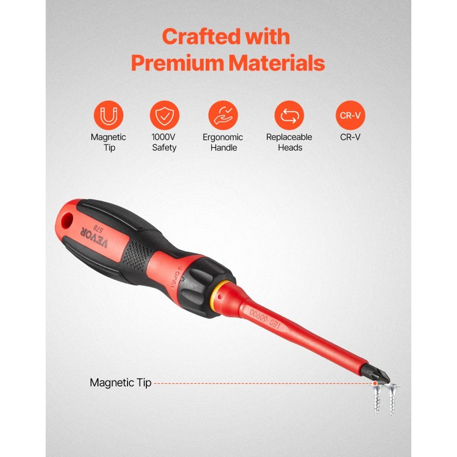 VEVOR Insulated Screwdrivers for Electricians – 13-Piece