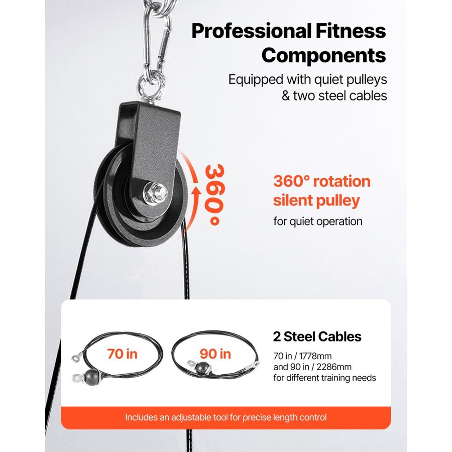 VEVOR Gym Pulley System – 2 PCS, 330 lbs, LAT & Lift Cables