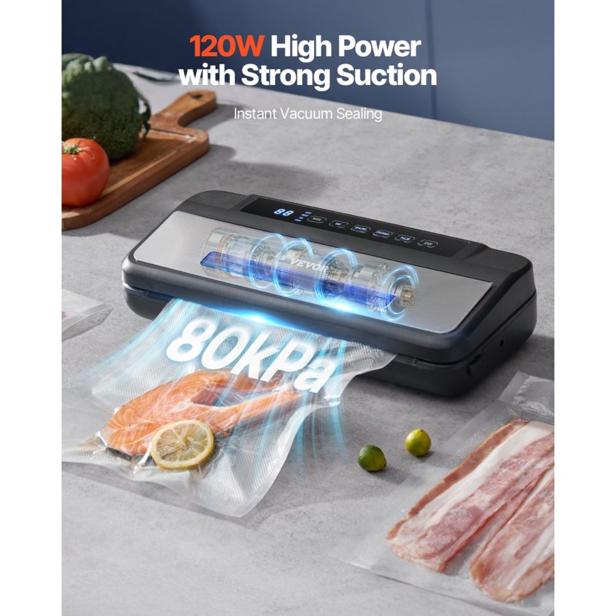 VEVOR Food Vacuum Sealer Machine – 80kPa, 120W, 7-in-1