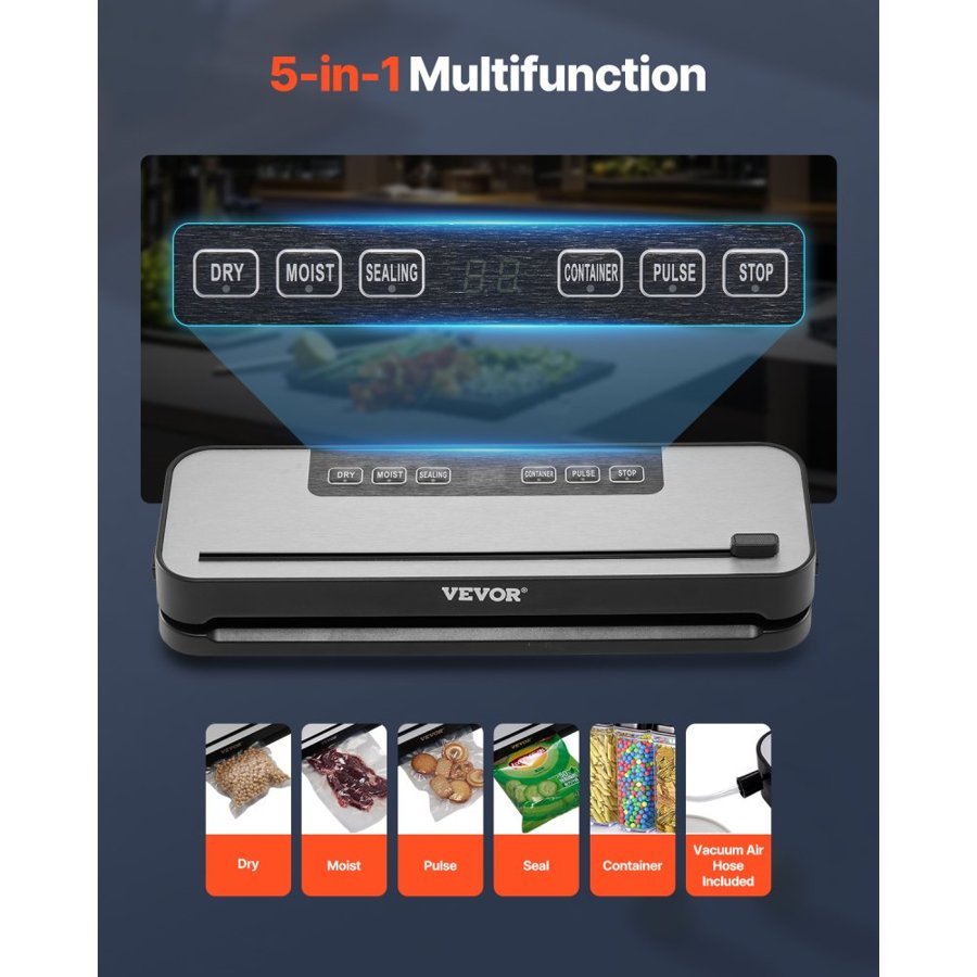 VEVOR Automatic Food Vacuum Sealer Machine – 60kPa, 5-in-1