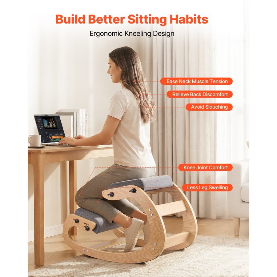 VEVOR Ergonomic Kneeling Chair – 3.1" Cushion, 265 lbs Load