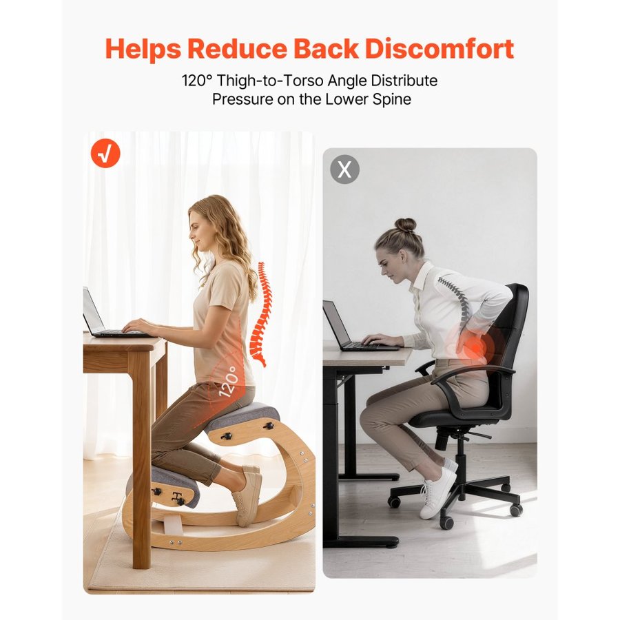 VEVOR Ergonomic Kneeling Chair – 3.1" Cushion, 265 lbs Load