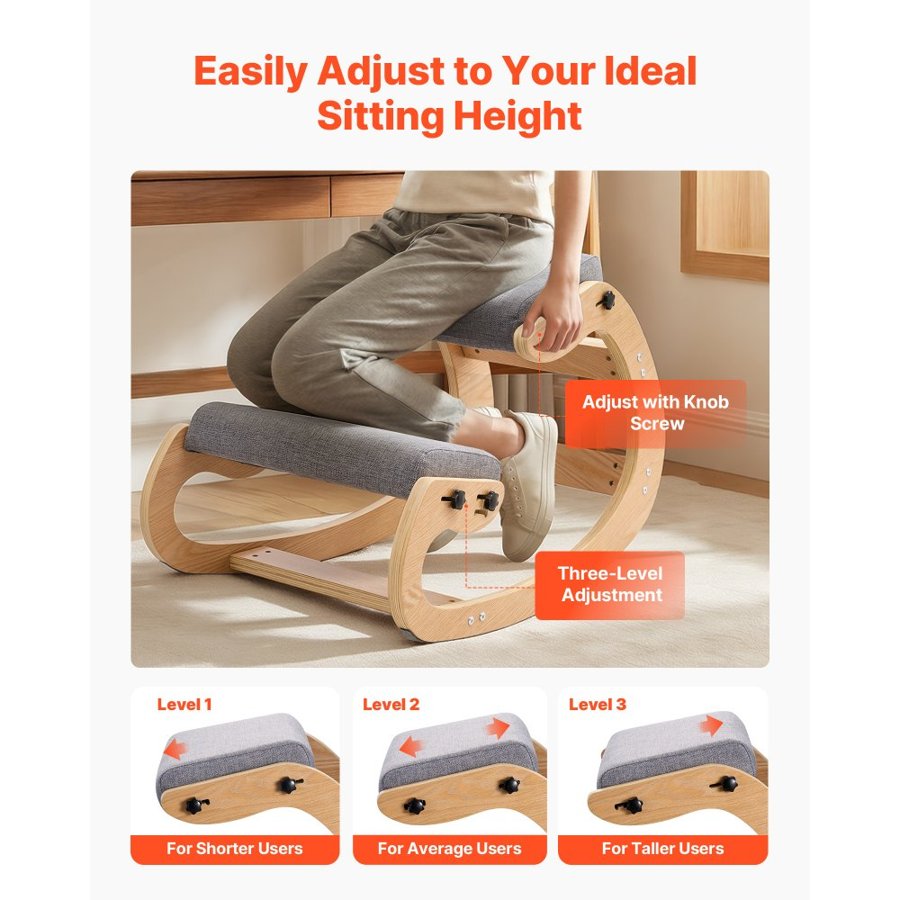 VEVOR Ergonomic Kneeling Chair – 3.1" Cushion, 265 lbs Load