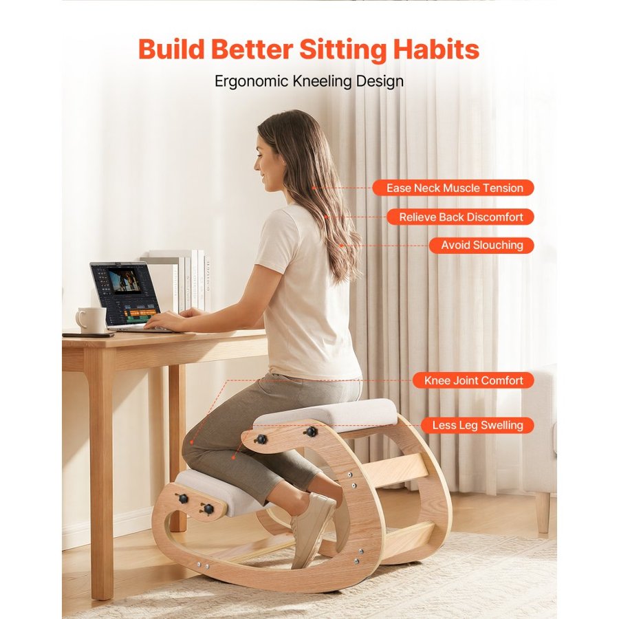 VEVOR Ergonomic Kneeling Desk Chair – 20.1 lbs, Beige