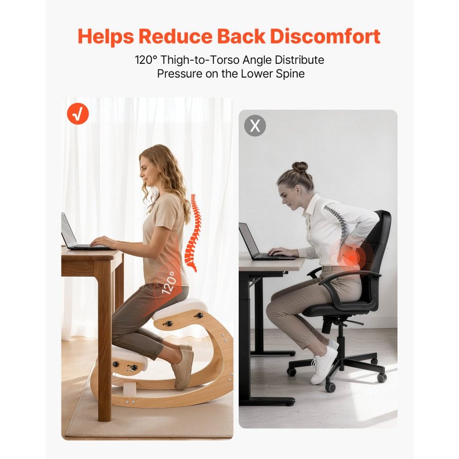 VEVOR Ergonomic Kneeling Desk Chair – 20.1 lbs, Beige