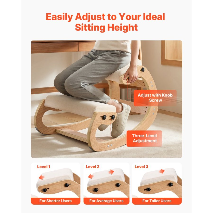 VEVOR Ergonomic Kneeling Desk Chair – 20.1 lbs, Beige