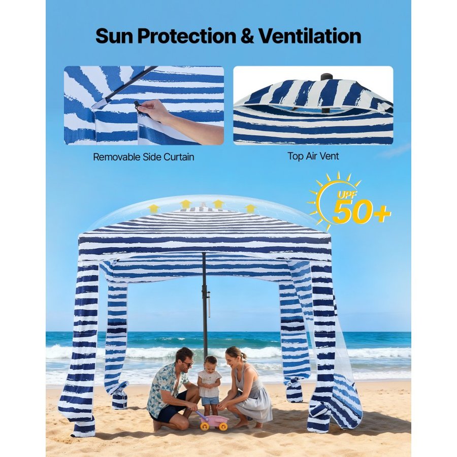 VEVOR Beach Umbrella Cabana – 6x6ft, UPF 50+, 10.2lbs