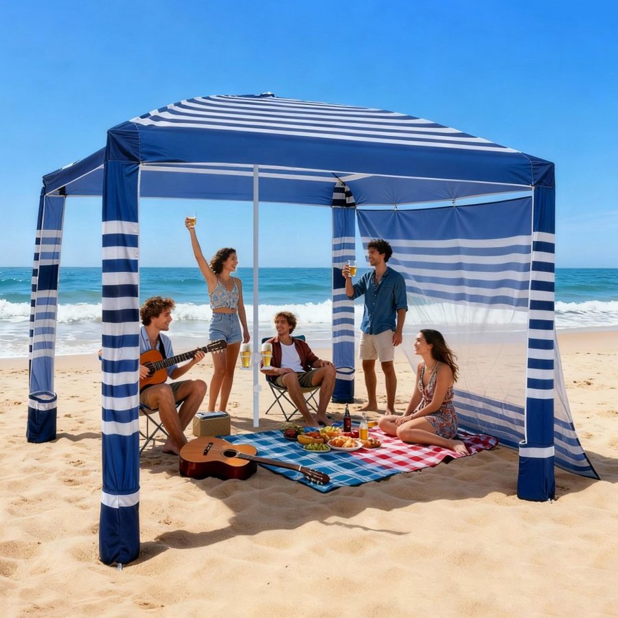 VEVOR Portable Beach Cabana – 8×8 ft, UPF 50+, 10.5 lb
