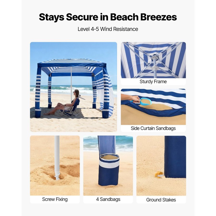 VEVOR Portable Beach Cabana – 8×8 ft, UPF 50+, 10.5 lb