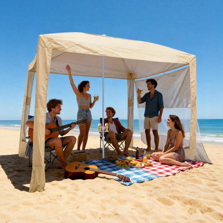 VEVOR Beach Tent Cabana – 8x8ft, UPF50+, 10.5lbs, Steel