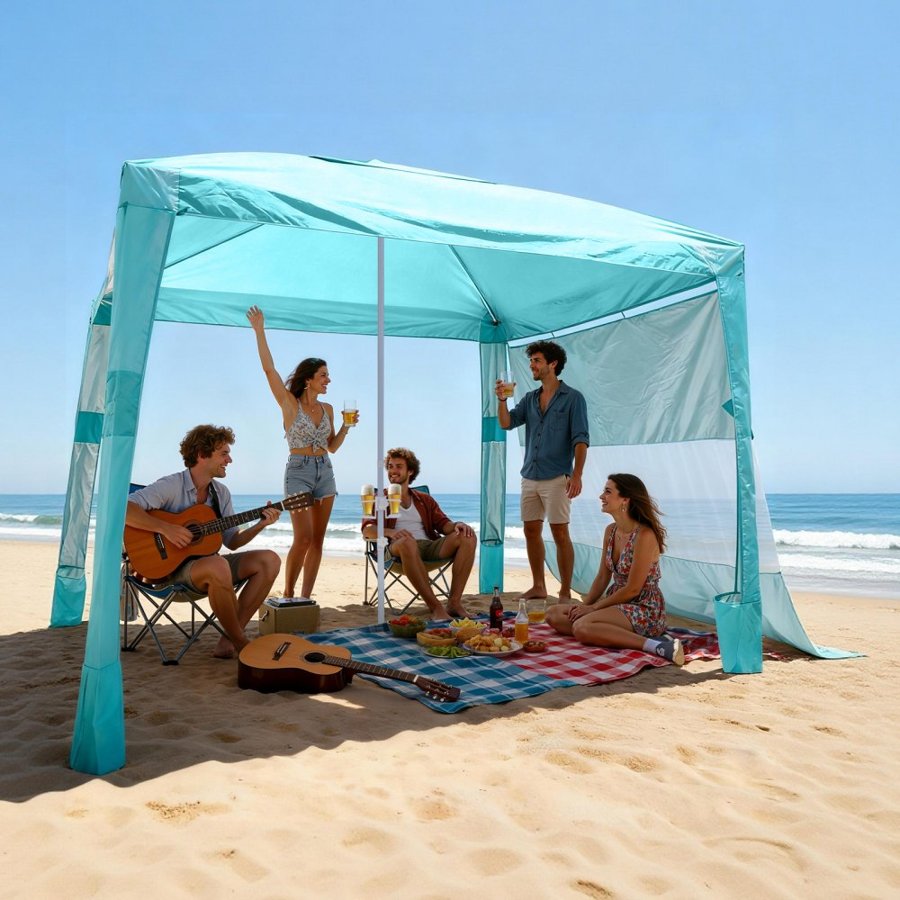 VEVOR Beach Cabana Tent – 8x8ft, UPF 50+, 6.9-7.9ft Height