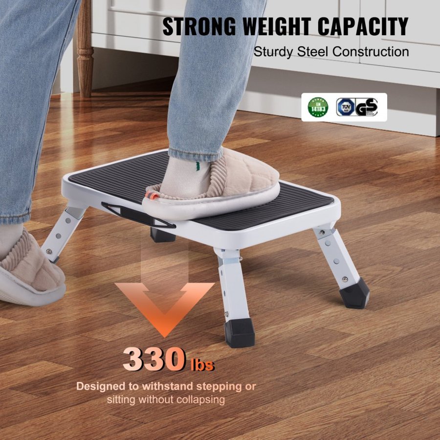 VEVOR Collapsible One-Step Stool – Folding Steel Frame