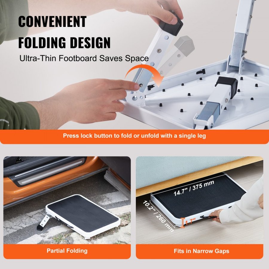 VEVOR Collapsible One-Step Stool – Folding Steel Frame