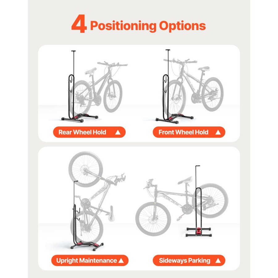 VEVOR Upright Bike Stand – 16-27.5 in, Dual Hooks, 30kg